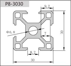 3030工業鋁型材二維圖